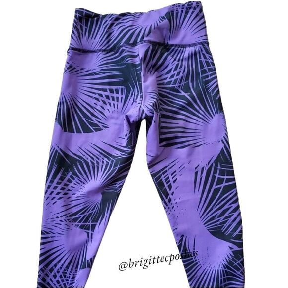 FLYWHEEL Black/Purple Palm Tree Print Leggings - Picture 5 of 6